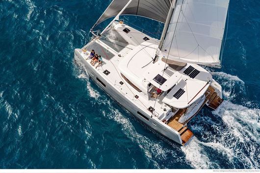 Lagoon 42 luxury catamaran anchored in Sardinia